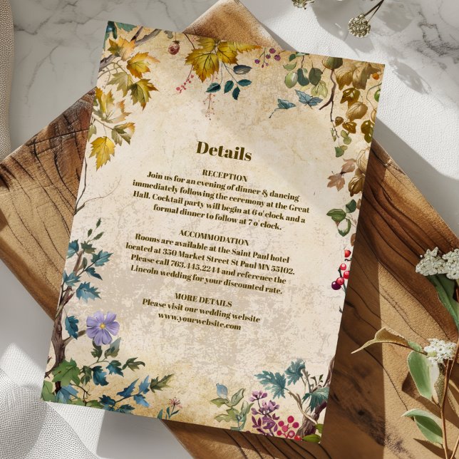 Carte D'accompagnement Boho Fleur sauvage d'automne Mariage botanique (Créateur téléchargé)