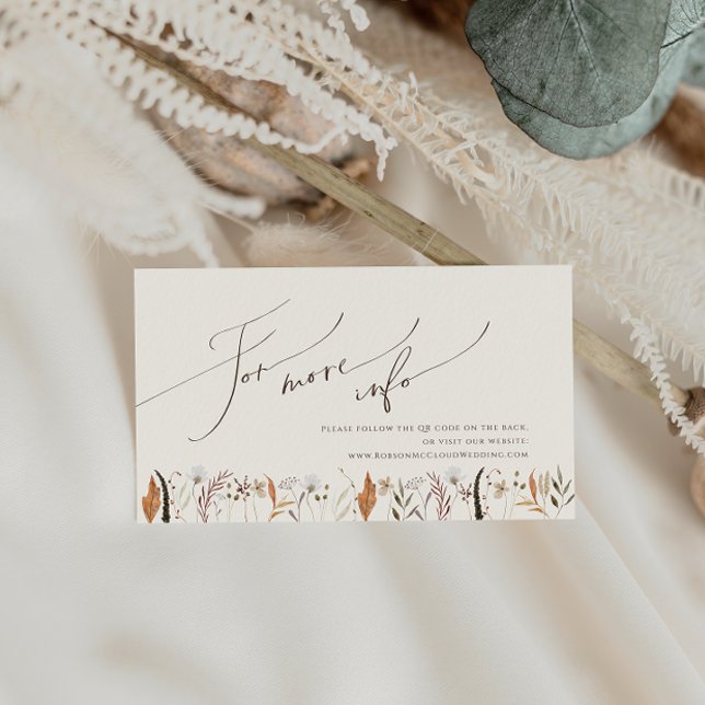 Carte D'accompagnement Boho Fleur Sauvage d'Automne | Site Web de Mariage (Créateur téléchargé)