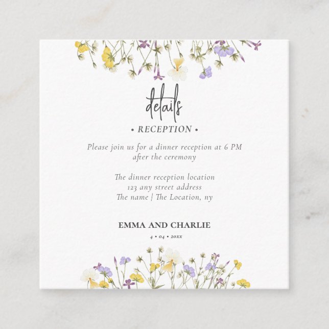 Carte D'accompagnement Boho fleur sauvage hébergement Mariage QR Code (Devant)