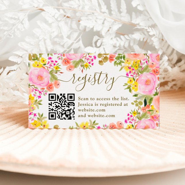 Carte D'accompagnement Boho fleur sauvage jardin registre de la douche nu (Boho wild flowers garden bridal shower registry enclosure card)