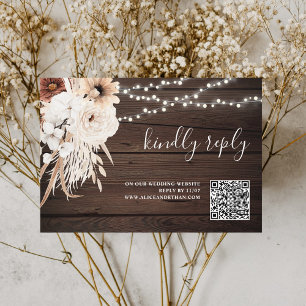 Carte D'accompagnement Boho Fleurs neutres Mariage en ligne boîtier RSVP