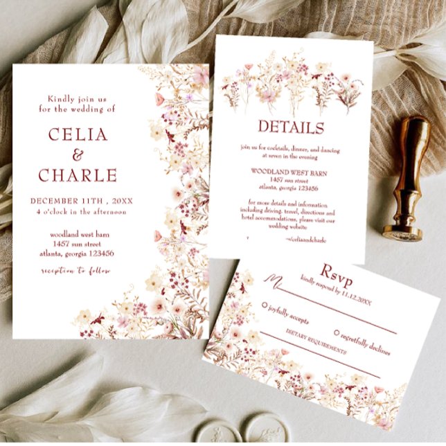 Carte D'accompagnement Boho fleurs sauvages (Créateur téléchargé)