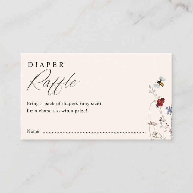 Carte D'accompagnement Boho Fleurs sauvages Bees Baby shower Demande de c (Devant)