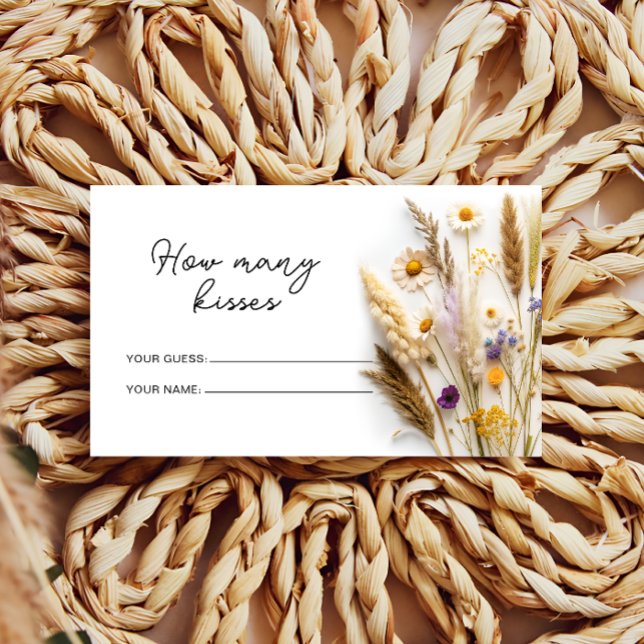 Carte D'accompagnement Boho Fleurs sauvages combien de baisers jeu de nup (Créateur téléchargé)