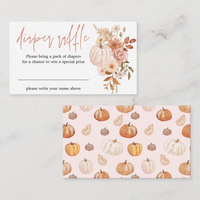 Carte D'accompagnement Boho Floral Citrouille Automne Baby shower Déchets (Devant / Derrière)