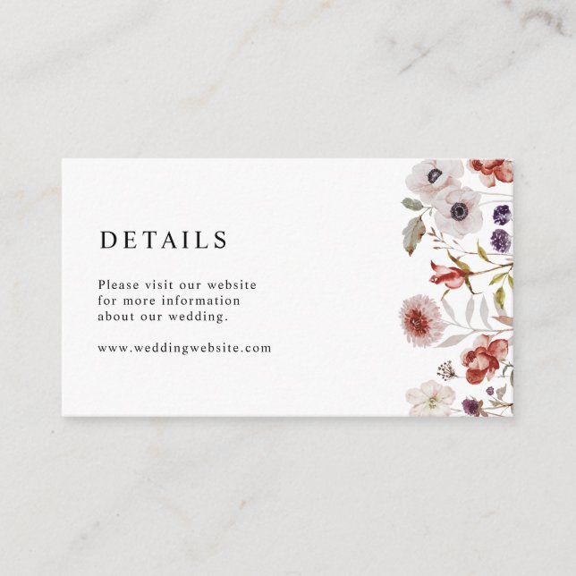 Carte D'accompagnement Boho Floral Mariage (Devant)