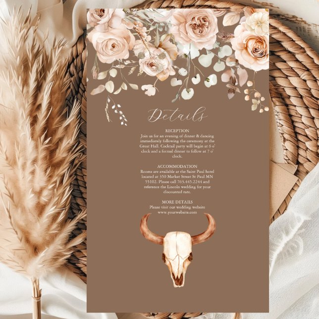 Carte D'accompagnement Boho Floral Mariage occidental (Créateur téléchargé)