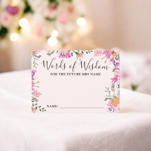 Carte D'accompagnement Boho Floral Mots de Sagesse Enterrement de Vie de