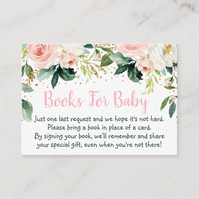 Carte D'accompagnement Boho Floral Pink Gold Baby shower Demande de réser (Devant)