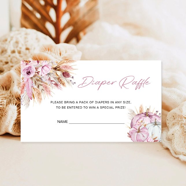 Carte D'accompagnement Boho Floral rose Citrouille Baby shower Déchets Ra (Créateur téléchargé)