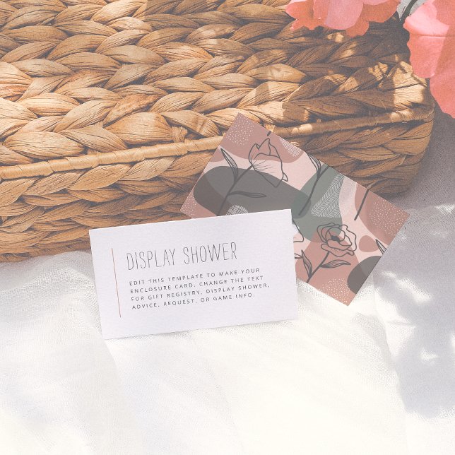 Carte D'accompagnement Boho Floral Vert & Fête des mariées rose Insérer (Créateur téléchargé)