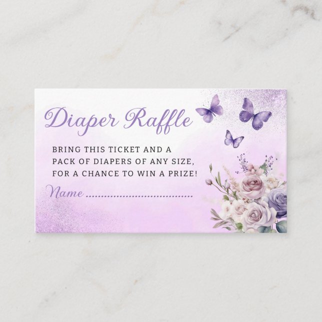 Carte D'accompagnement Boho floral violet livres papillon pour billet béb (Devant)