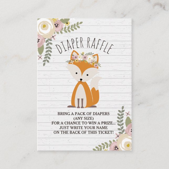 Carte D'accompagnement Boho Fox Gris Baby shower Déchets Raffin (Devant)