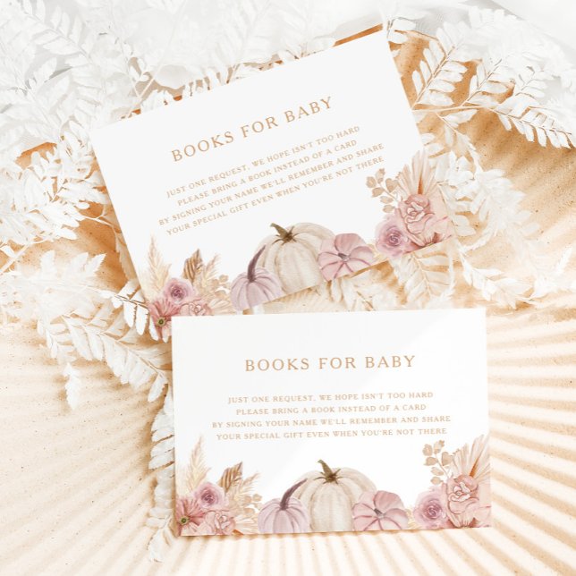 Carte D'accompagnement Boho Girls Pampas Citrouille Baby shower en herbe (Créateur téléchargé)