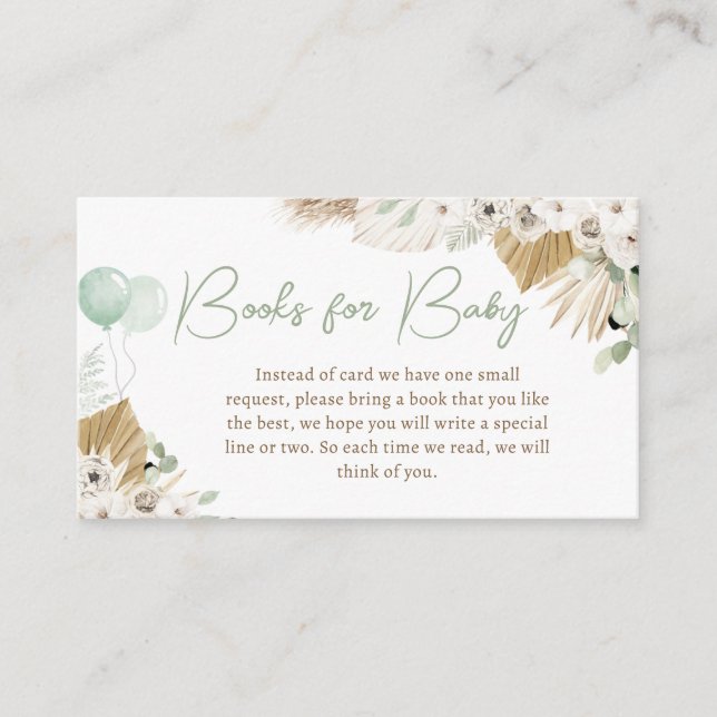 Carte D'accompagnement Boho Green Bear Baby shower Livres pour bébé (Devant)