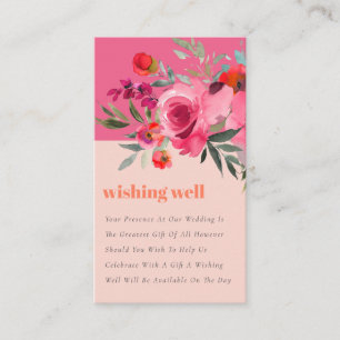 Carte D'accompagnement Boho Hot rose Orange Mariage Floral Wishing well