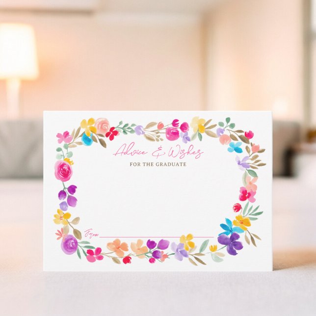 Carte D'accompagnement Boho jardin fleurs sauvages Conseils souhaits dipl (Boho garden wildflowers Advice wishes graduation Enclosure Card)
