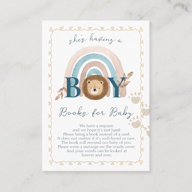 Carte D'accompagnement Boho Lion Cub Livres pour Baby Encape Card (Devant)