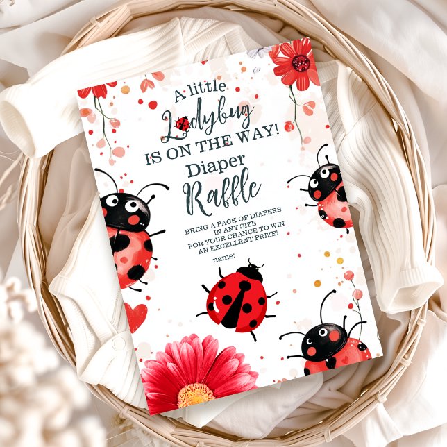Carte D'accompagnement Boho Little Ladybug Baby shower Diapper Raffer (Créateur téléchargé)