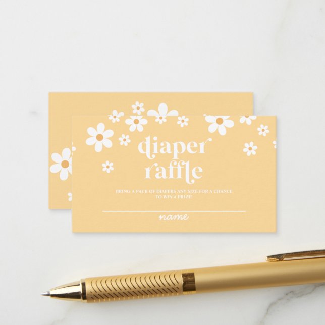 Carte D'accompagnement Boho marguerite jaune Baby shower floral Barreau R (Devant/Arrière en situation)