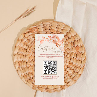 Carte D'accompagnement Boho Mariage Photo Partage Pampas Grass QR Code