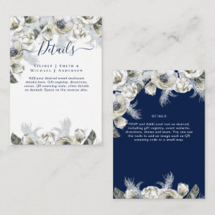 Carte D'accompagnement BOHO Marine Blanc Floral Pampas Mariage en herbe