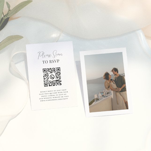 Carte D'accompagnement Boho Moderne Calligraphie QR Code photo Mariage RS (Créateur téléchargé)