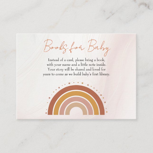 Carte D'accompagnement Boho moderne Rainbow Baby showers Livres pour bébé (Devant)