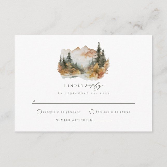 Carte D'accompagnement Boho Mountain Wedding RSVP Insertion Card (Devant)