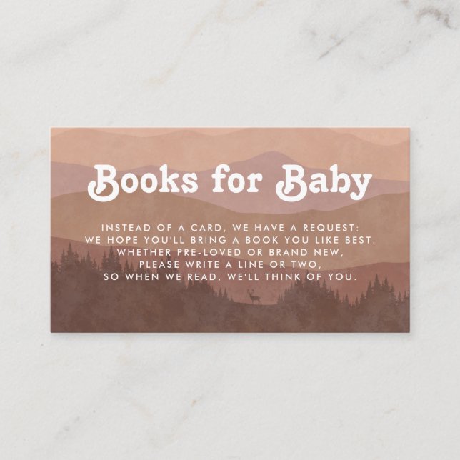 Carte D'accompagnement Boho Mountains Retro Rose Livres pour bébé (Devant)