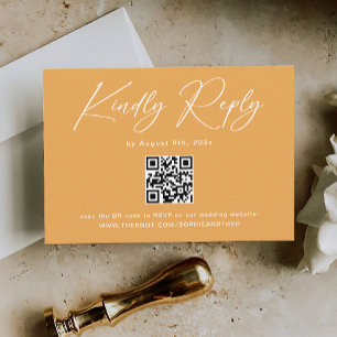 Carte D'accompagnement Boho Mustard Jaune QR Code Mariage RSVP