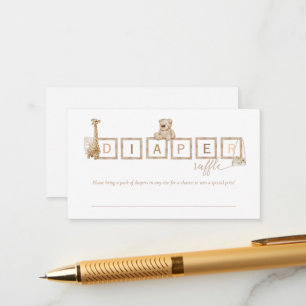 Carte D'accompagnement Boho Neutral Bois Bloc Lettres Déchets Raffle