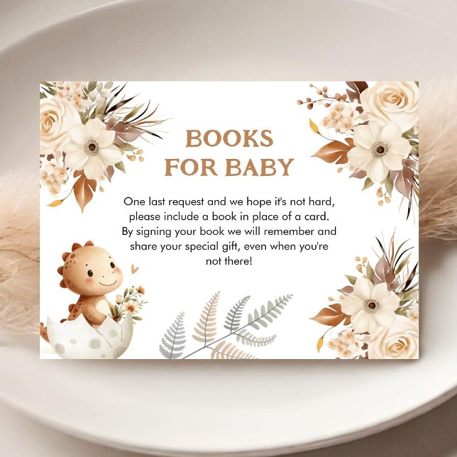Carte D'accompagnement Boho Neutral Dinosaur Baby showers Livres Pour Béb (Créateur téléchargé)