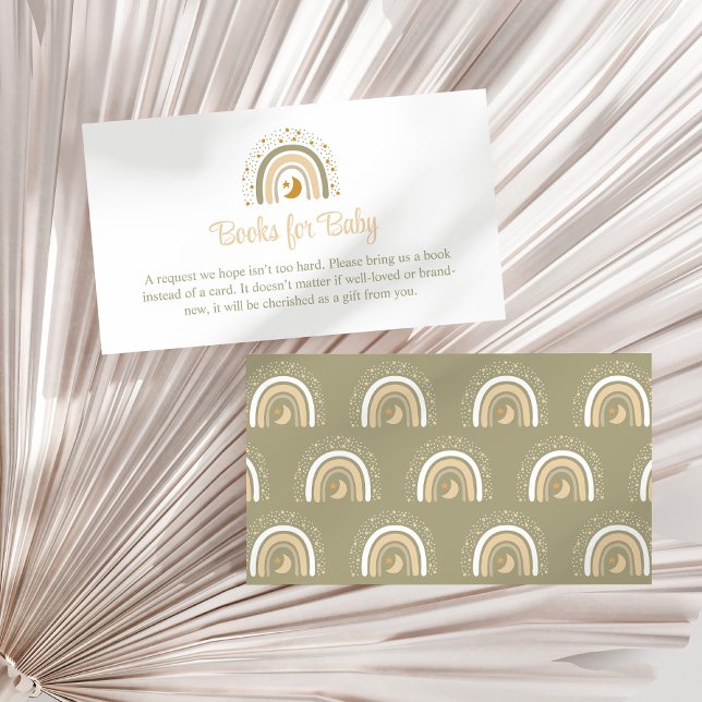 Carte D'accompagnement Boho Neutral Rainbow Books pour Baby Encape Card (Boho Neutral Rainbow Books for Baby Enclosure Card on a sunny white dry palm leaf.)