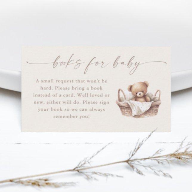 Carte D'accompagnement Boho Neutre Teddy Bear Baby showers Livres pour bé (Gender Neutral Teddy Bear Boho Baby Shower Books for Baby Enclosure Cards.)