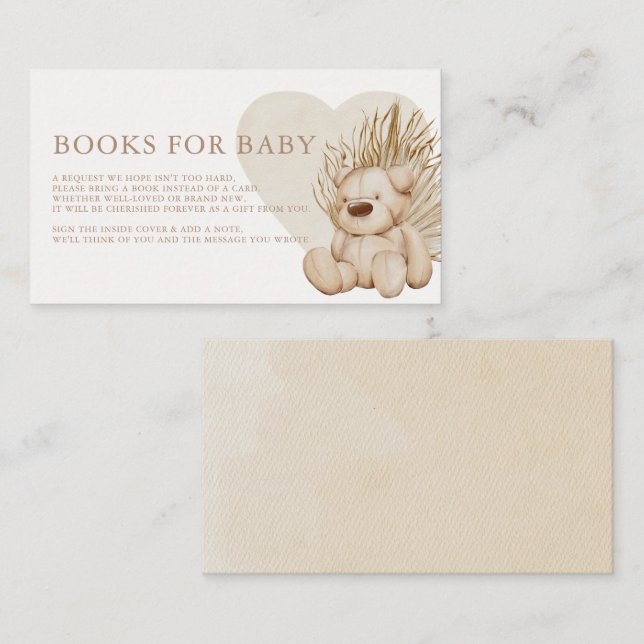 Carte D'accompagnement Boho Nursery Chic Baby shower Livres pour Baby Enc (Devant / Derrière)