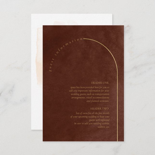 Carte D'accompagnement Boho Oasis Mariage Détails Umber ID959 (Devant / Derrière)