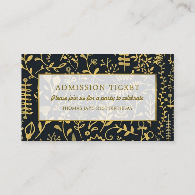Carte D'accompagnement Boho Or, billet d'entrée Floral (Devant)