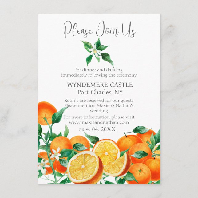 Carte D'accompagnement Boho Orange Blossom QR Code Mariage (Devant)