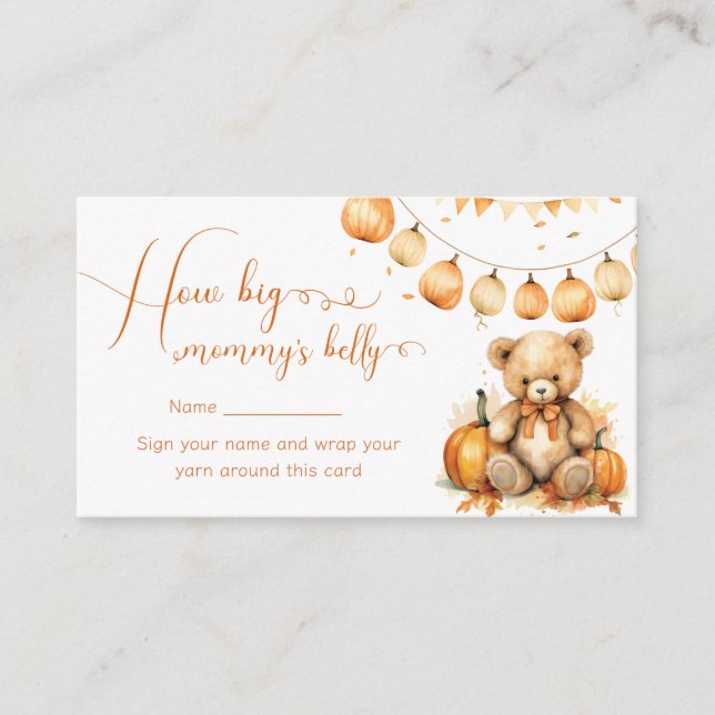 Carte D'accompagnement Boho ours chute baby shower de la taille du ventre (Devant)