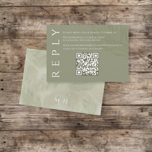 Carte D'accompagnement Boho Palm Feuille Botanage Foliage QR Code RSVP