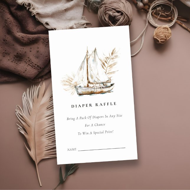 Carte D'accompagnement Boho Palm Sailboat Diaper Baby shower de rouleaux (Créateur téléchargé)