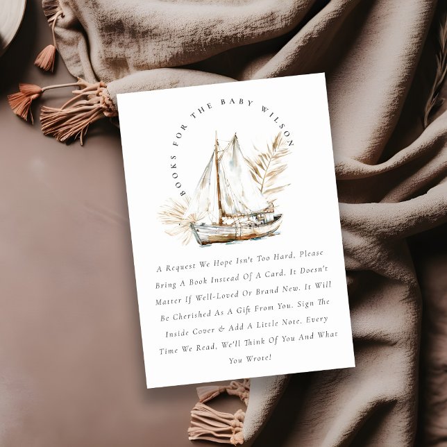 Carte D'accompagnement Boho Palm Sailboat Seascape Livres Pour Baby showe (Créateur téléchargé)