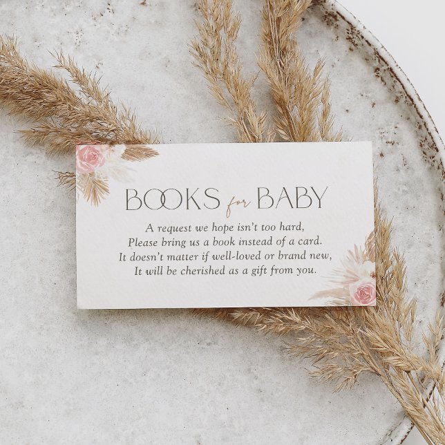 Carte D'accompagnement Boho Pampas Baby shower en herbe Livres pour bébé (Créateur téléchargé)