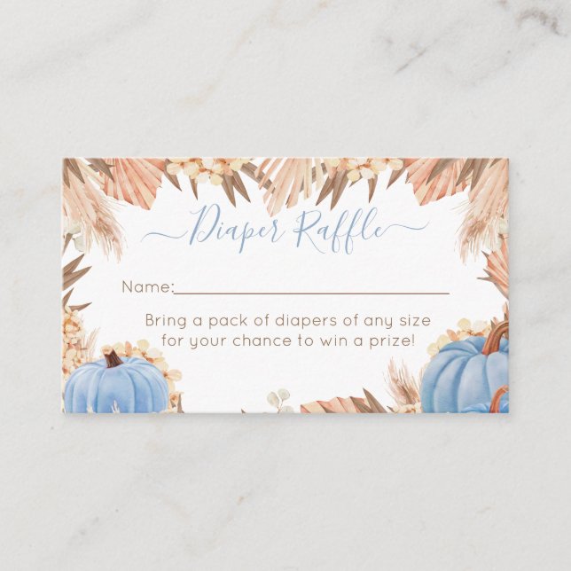 Carte D'accompagnement Boho Pampas Blue Pumpkin diaper raffle (Devant)