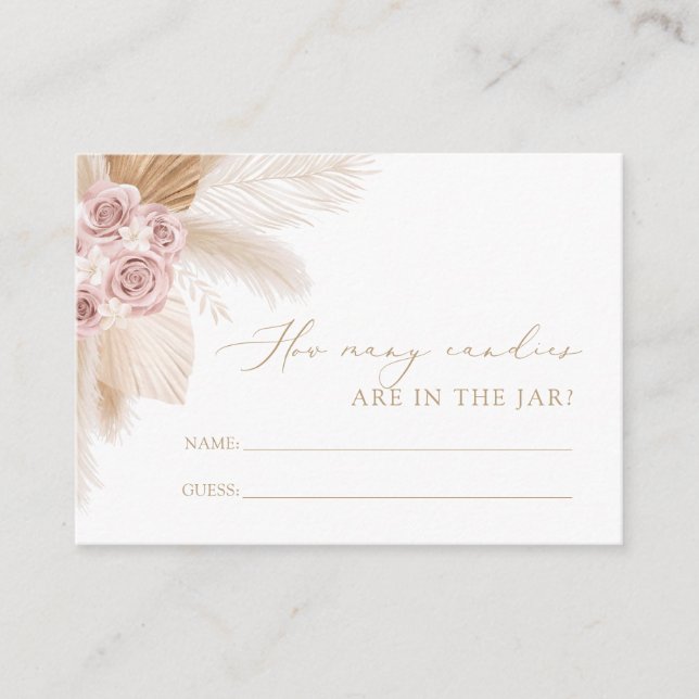 Carte D'accompagnement Boho Pampas Grass Baby shower Combien de bonbons (Devant)