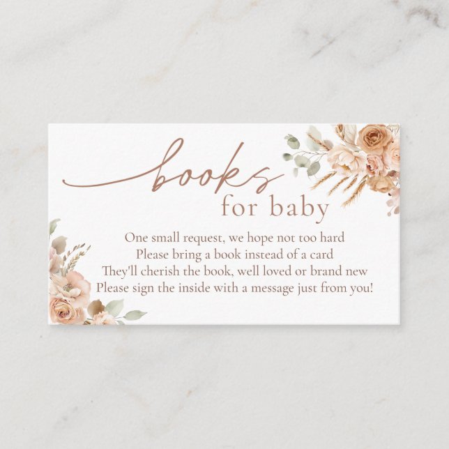 Carte D'accompagnement Boho Pampas Grass Books for Baby insert card (Devant)