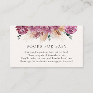 Carte D'accompagnement Boho Pampas Grass Books for Baby insert card