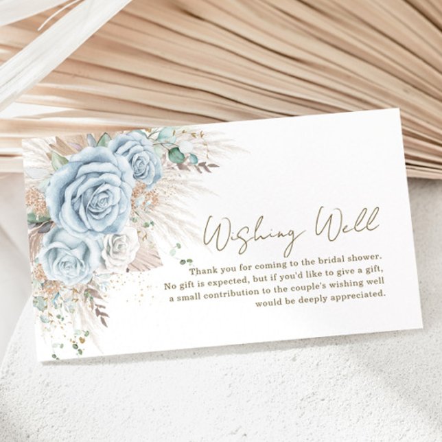 Carte D'accompagnement Boho Pampas Grass Pastel Blue Floral Wishing Well (Créateur téléchargé)