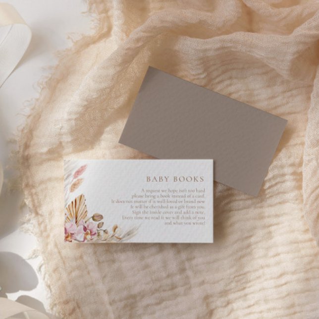 Carte D'accompagnement Boho Pampas Livres En Herbe Pour Baby shower | (Créateur téléchargé)